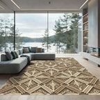 Tuscan Tan Geometric Floral Medallion Rug