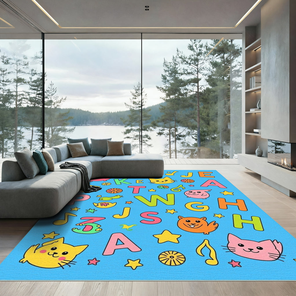Playful Alphabet Animals and Music Notes Rug