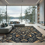 Elegant Gold and Slate Flora Medallion Rug