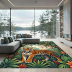Lush Tropical Tiger and Butterfly Flora Rug