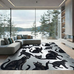 Playful Black Cats All Over Rug