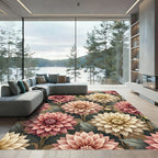 Blush and Cream Botanical Dahlia Floral Rug
