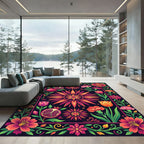 Vibrant Pomegranate Floral Sun Rug