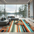 Ancient Ziggurat Terracotta Striped Earth Tone Rug