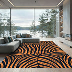 Bold Burnt Orange Zebra Tribal Swirl Rug