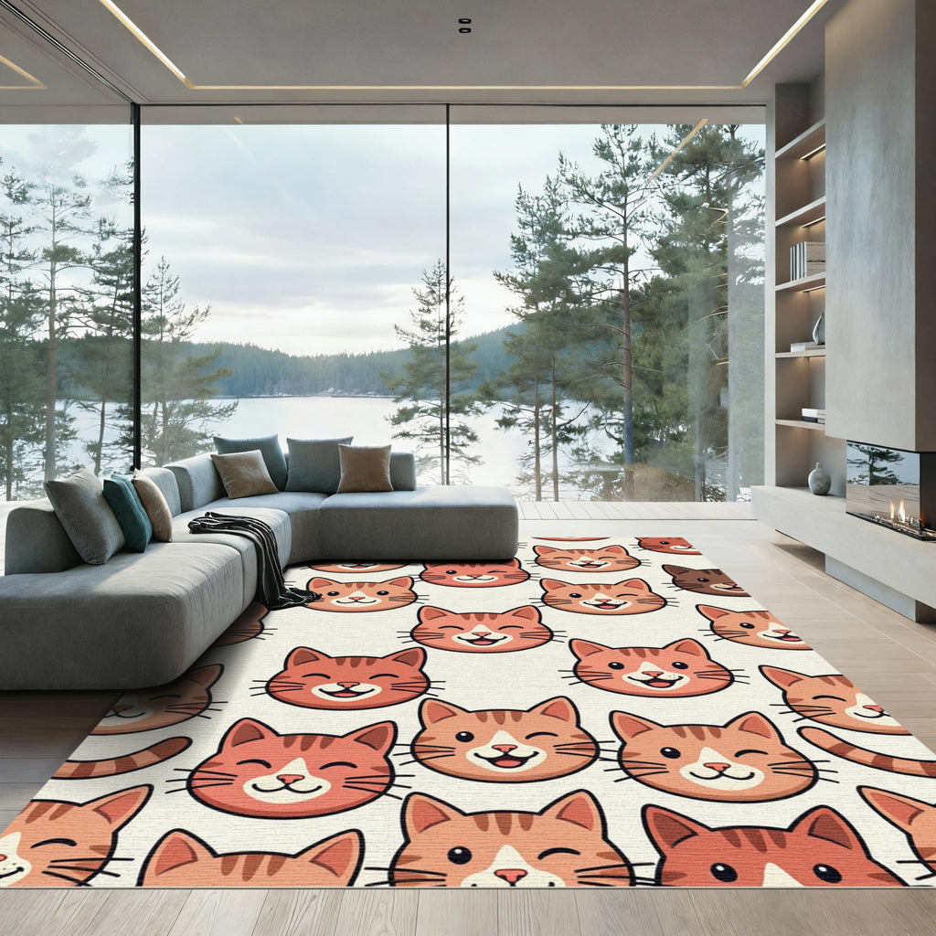 Playful Orange Kitten Faces Wallpaper Rug