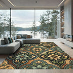 Vintage Sage and Gold Floral Medallion Rug