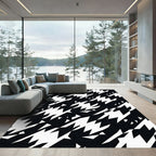 Black White Jagged Houndstooth Rug