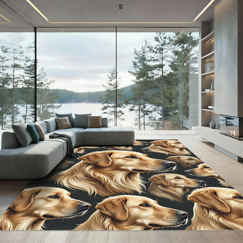 Golden Retriever Portrait Repeating Art Rug