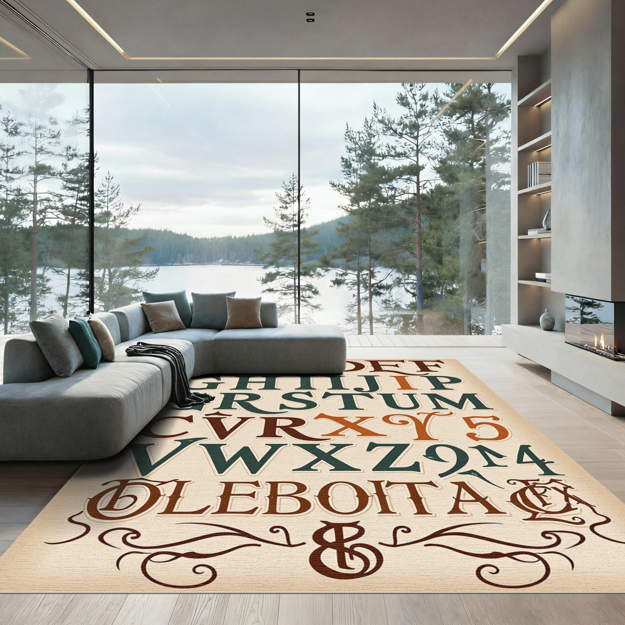 Antique Typographic Alphabet Elements Rug