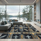 Gray Cross Abstract Textured Rug