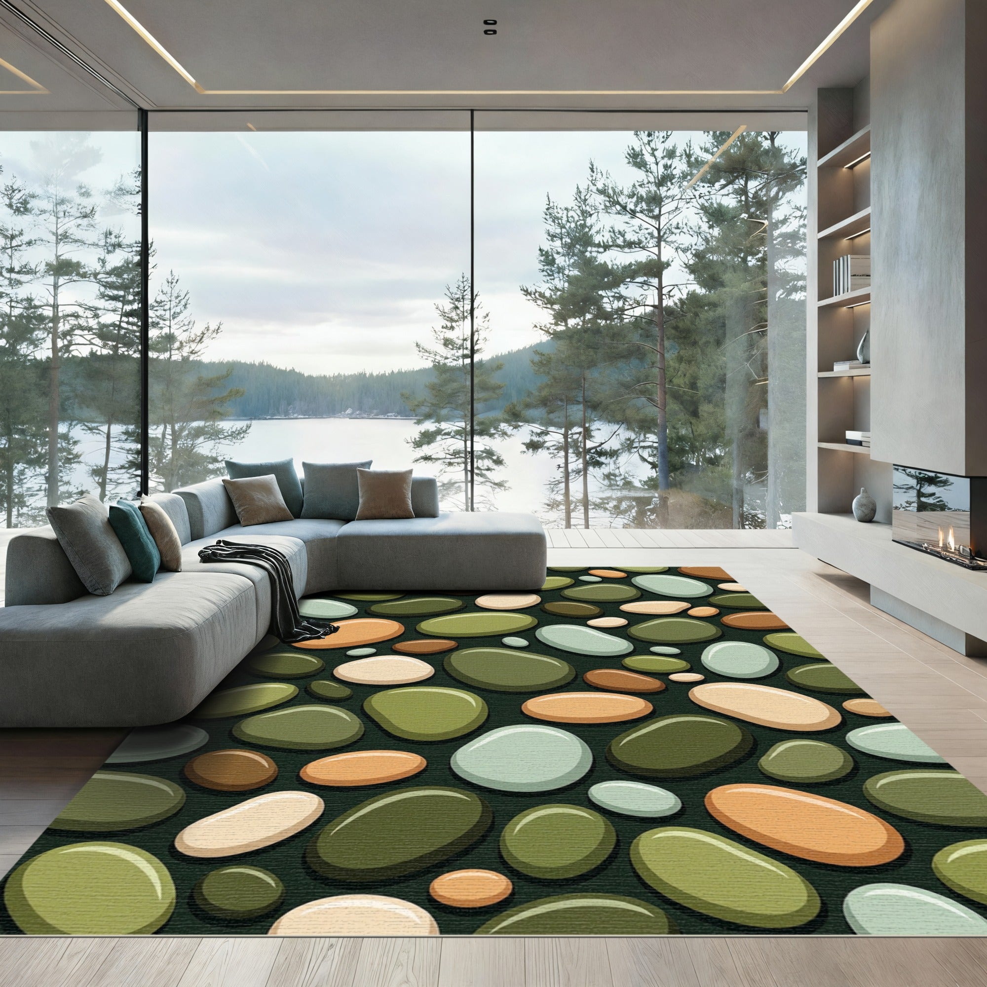 Smooth River Stone Multi Color Rug