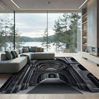 Dark Gray Classical Archway Corridor Rug