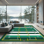 Graphic Green Athletic Field Grid Rug