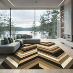 Modern Earthy Chevron Geometric Rug