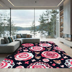 Pink Leopard Roses and Wild Cat Rug