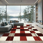 Modern Gingham Check Dark Red Rug