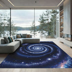 Deep Blue Cosmic Spiral Galaxy Rug