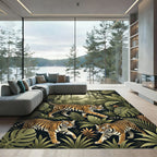 Vibrant Tiger Jungle Foliage Art Rug