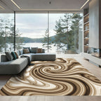 Brown Marble Swirl Abstraction Rug