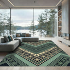 Sage Green Ancient Geometric V-Shape Rug