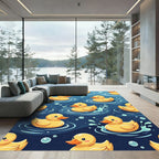 Playful Yellow Rubber Duckling Aquatic Rug