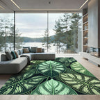 Lush Tropical Botanical Leaf Foliage Rug