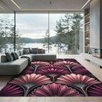 Deep Pink Fan Palm Art Deco Rug