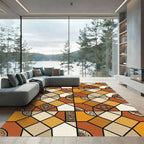 Geometric Ochre Terracotta Tile Mosaic Rug