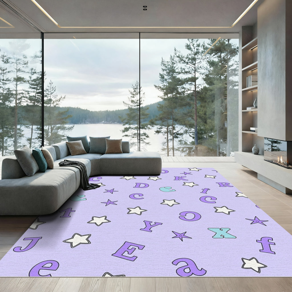 Lavender Alphabet Star Scatter Rug