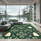Emerald Green Arabesque Clover Rug