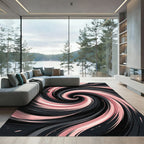 Blush and Charcoal Abstract Swirl Rug