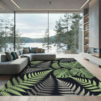 Green Fern Tropical Leaf Composition Rug