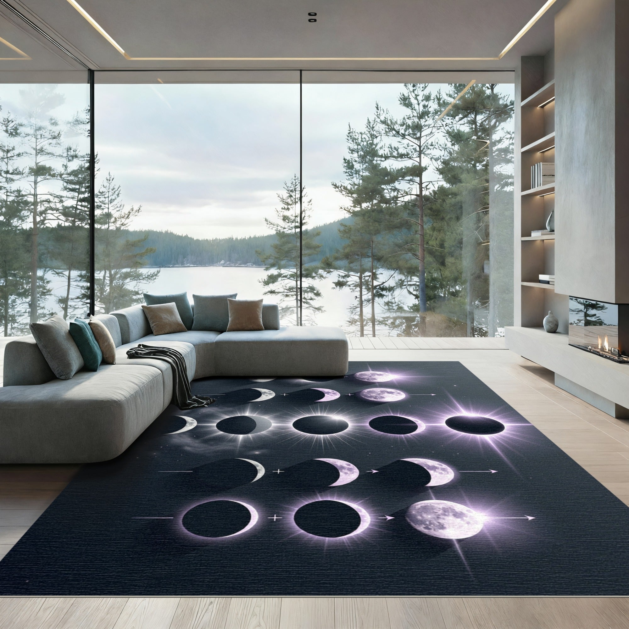 Ethereal Celestial Moon Phase Gradient Rug