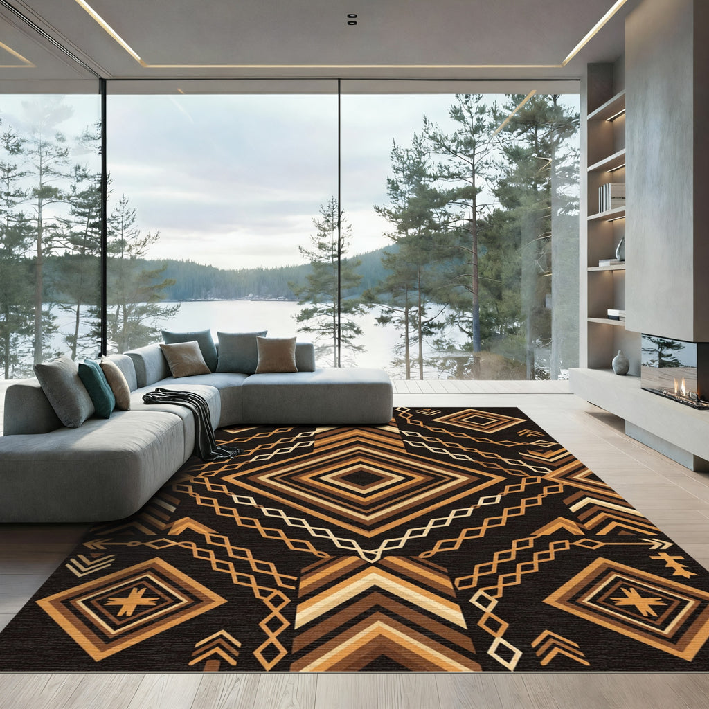 Brave Earth Tone Geometric Diamond Rug