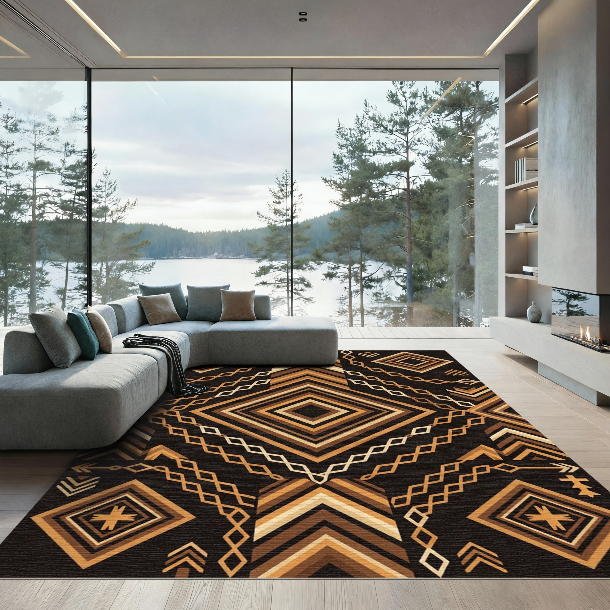 Brave Earth Tone Geometric Diamond Rug