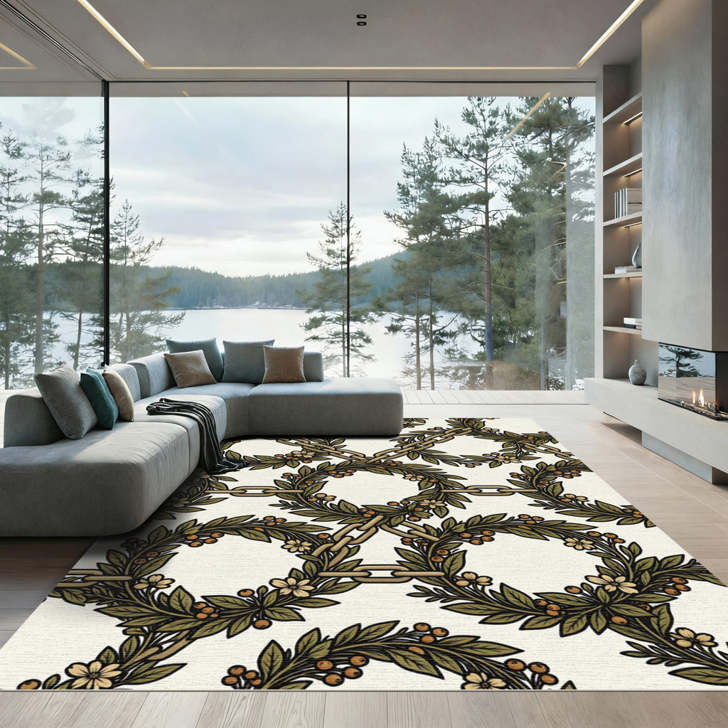 Botanical Chain Link Laurel Wreath Rug