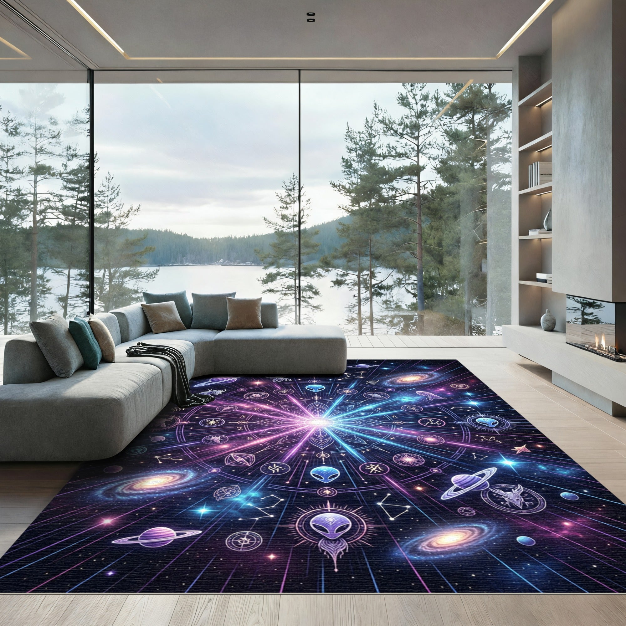 Cosmic Alien Galaxy Celestial Art Rug