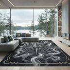 Silver Compass Rose Smoke Accents Rug