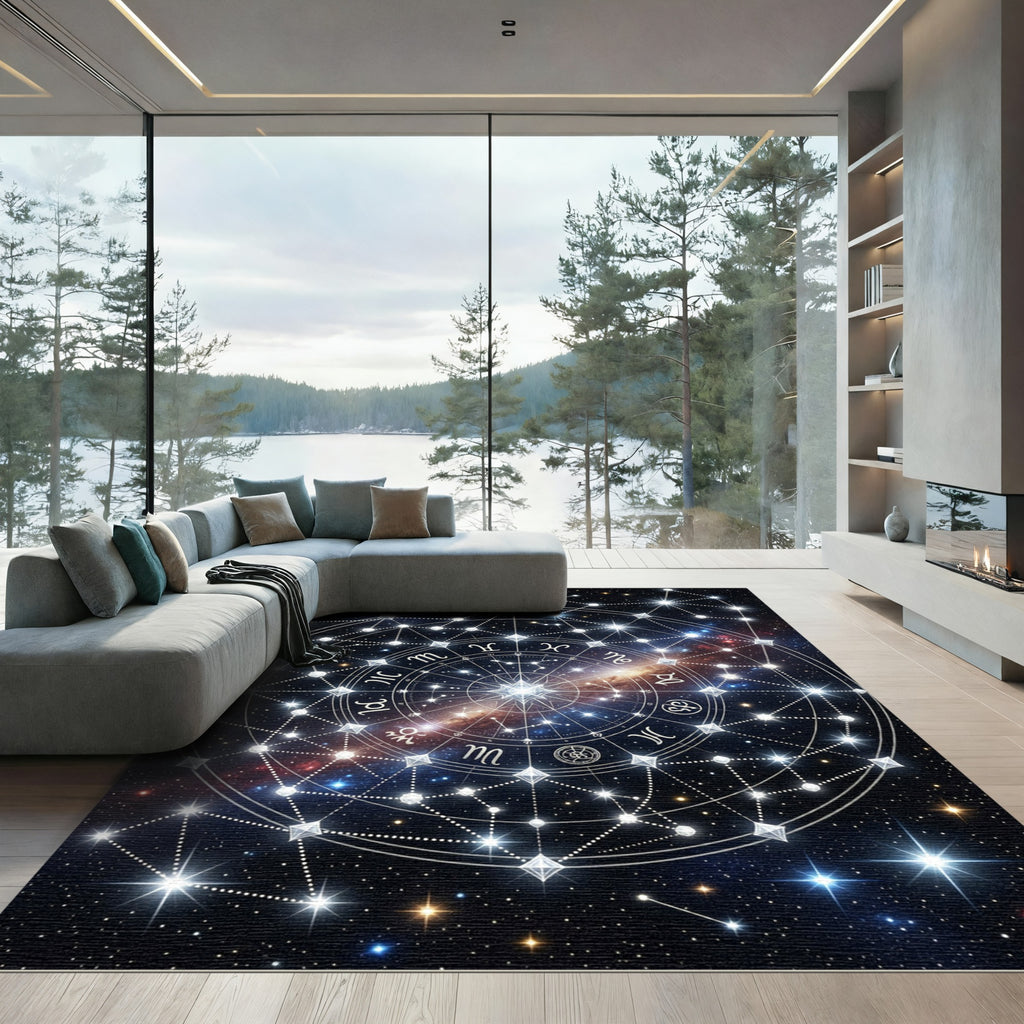 Cosmic Celestial Zodiac Star Chart Rug
