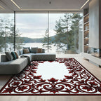 Deep Red Ornate Acanthus Scroll Rug
