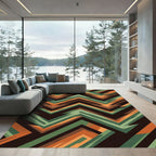Earth Tone Geometric Chevron Zigzag Rug