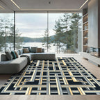 Interlocking Geometric Lines Maze Rug
