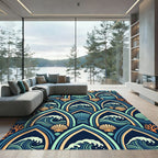 Art Deco Coastal Seashell Ocean Wave Rug