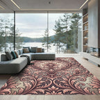 Elegant Blush Damask Scroll Foliage Rug