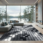Modern Brushed Metal Cubic Field Rug