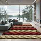 Braided Cream and Red Rope Stripes Rug