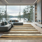 Rustic Earthy Tone Horizontal Wood Plank Rug