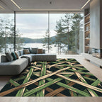 Rustic Green Wood Lattice Rug