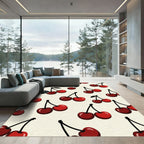Playful Retro Red Cherry Illustration Rug